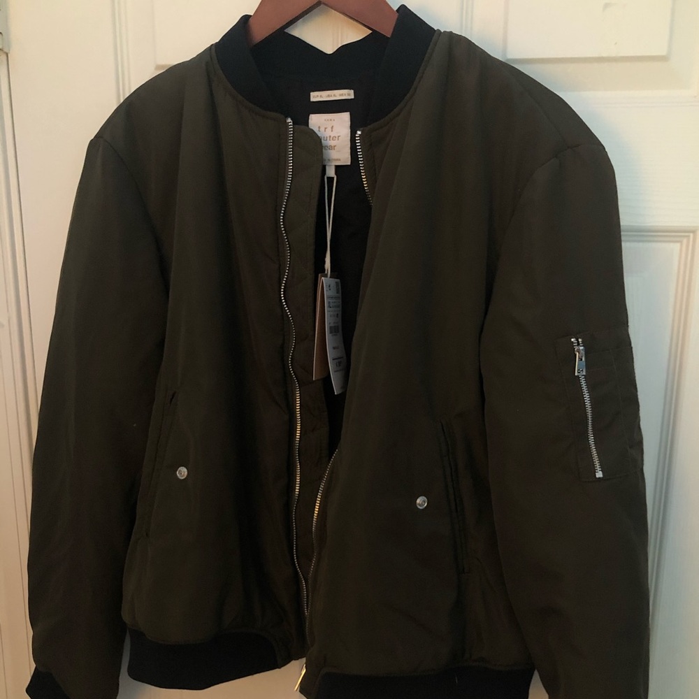 Zara dark green zip up jacket